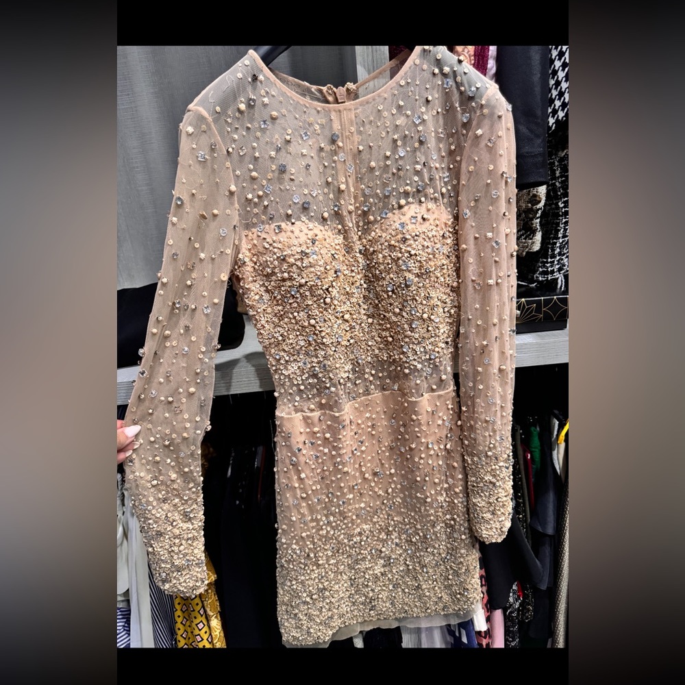 Brand new with tag Bebe sequin mini dress in champagne gold